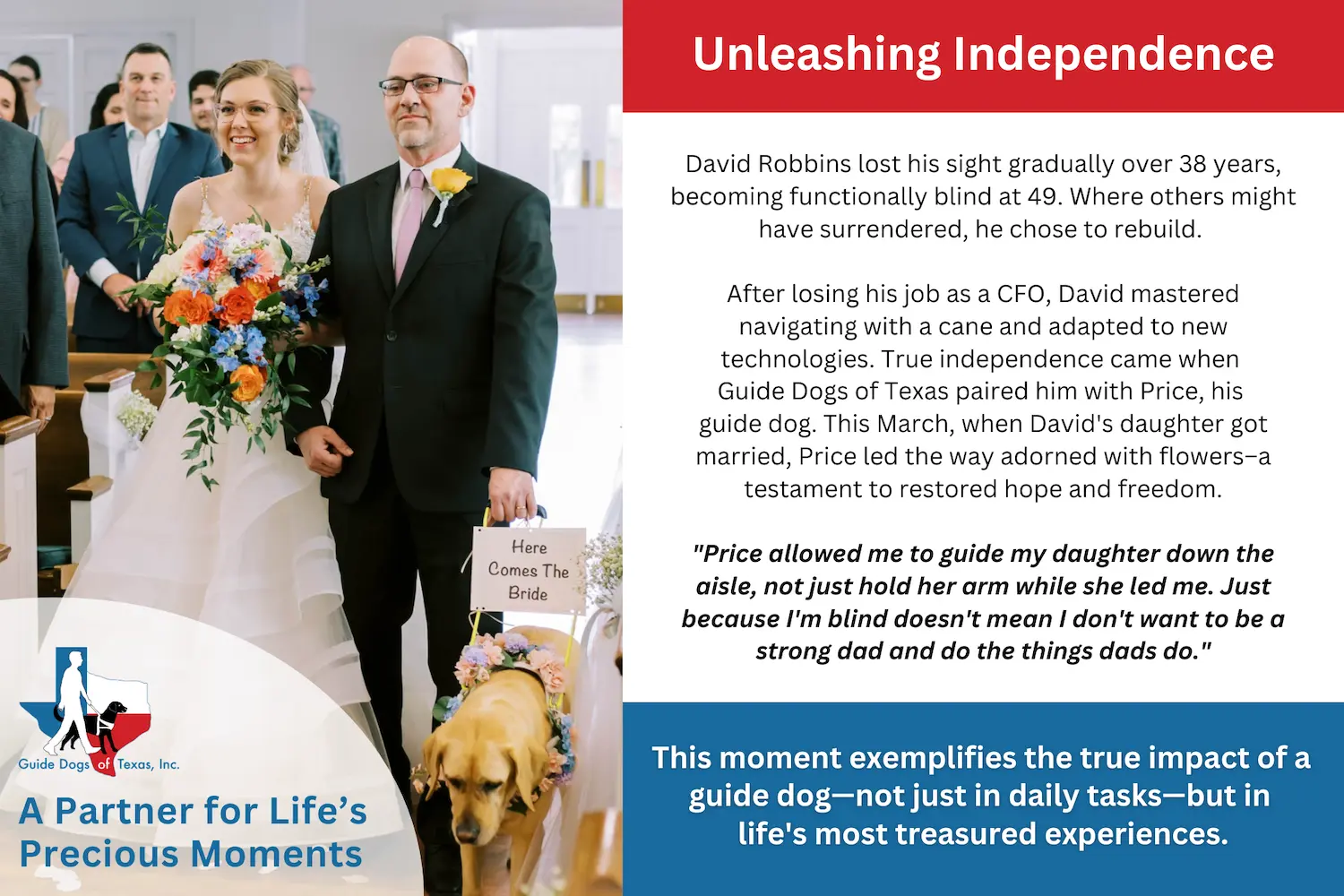 David at his wedding with his guide dog